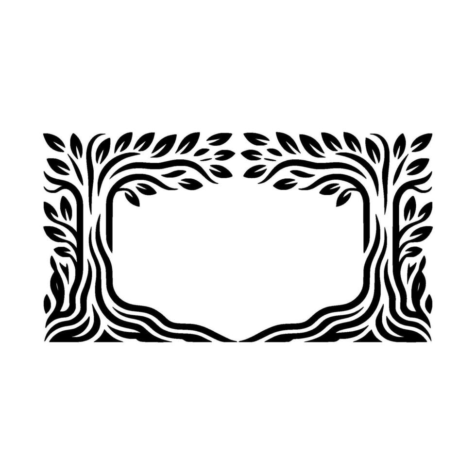Elegant Botanical Frame, Black White, Organic, Trees vector