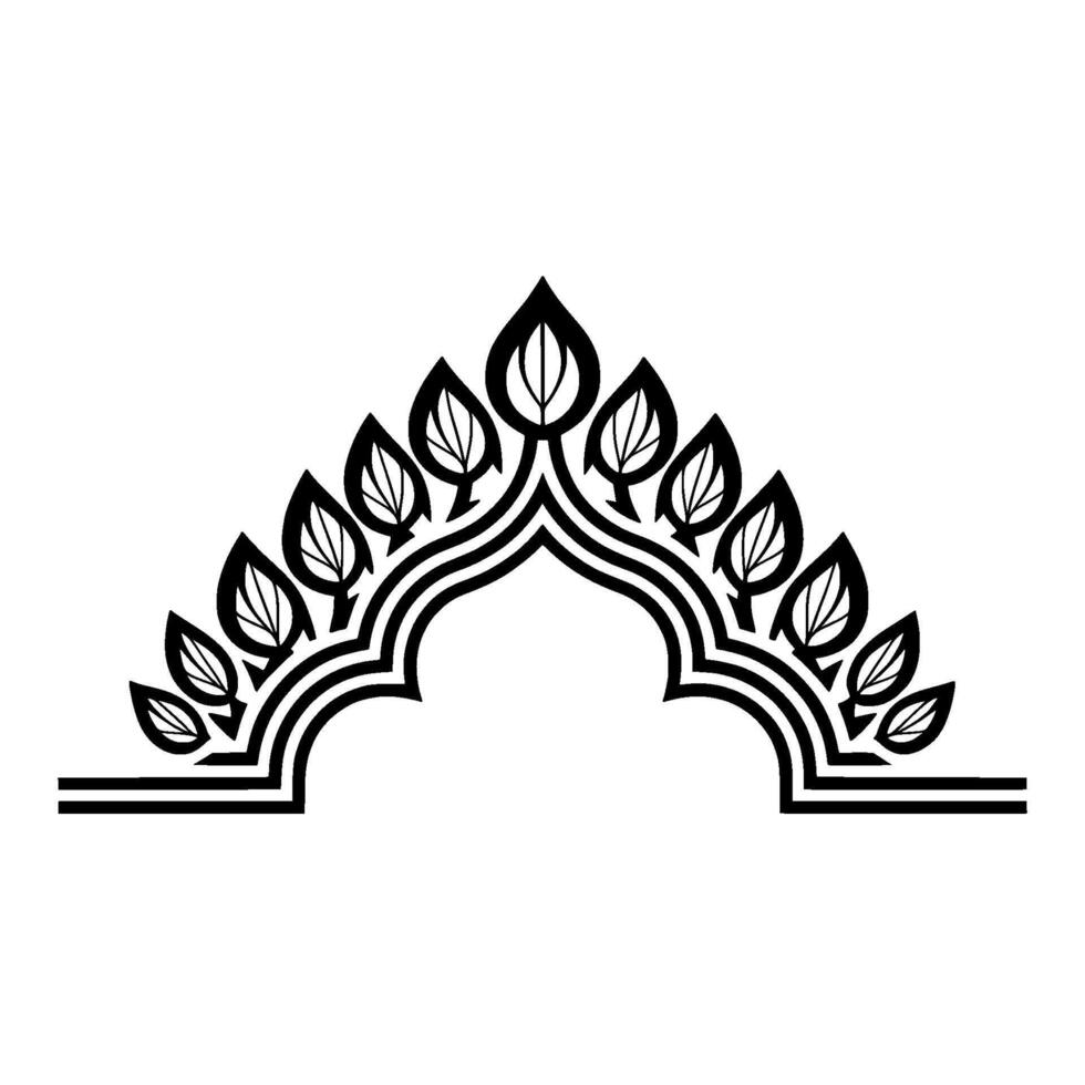 Stylized Arch with Leaf Motifs Minimalist Botanical vector
