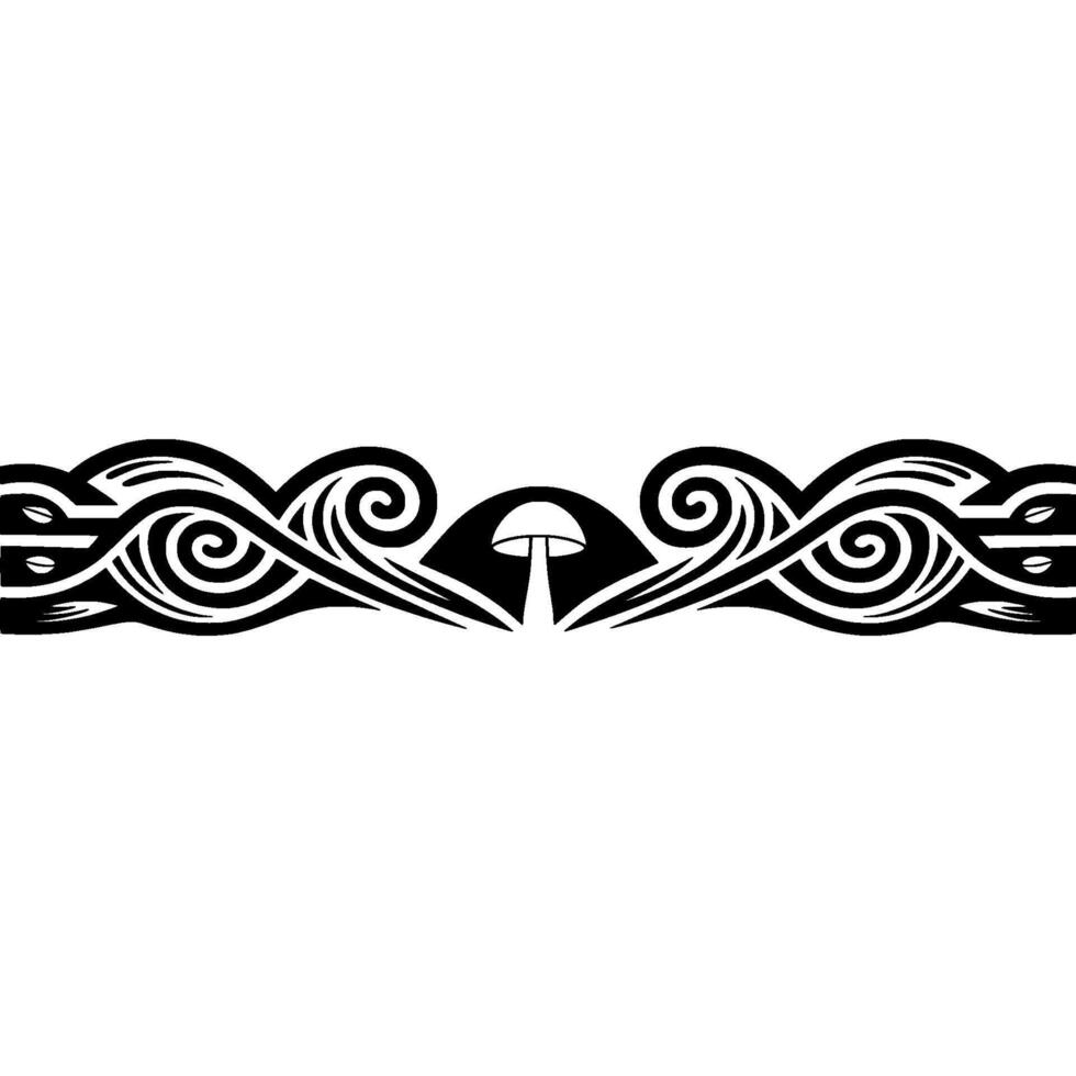 Intricate Celtic Border, Mushroom Motif, Vintage vector