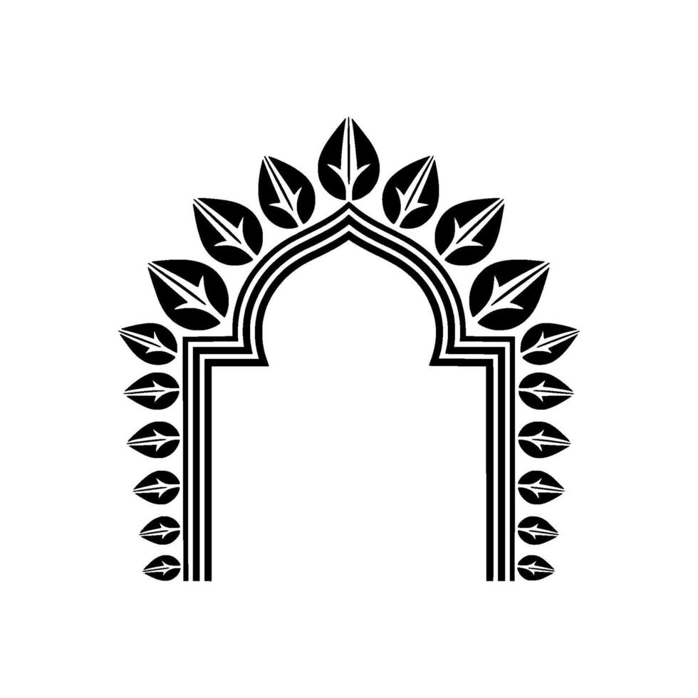Geometric Arch with Stylized Leaves - Minimalist vector