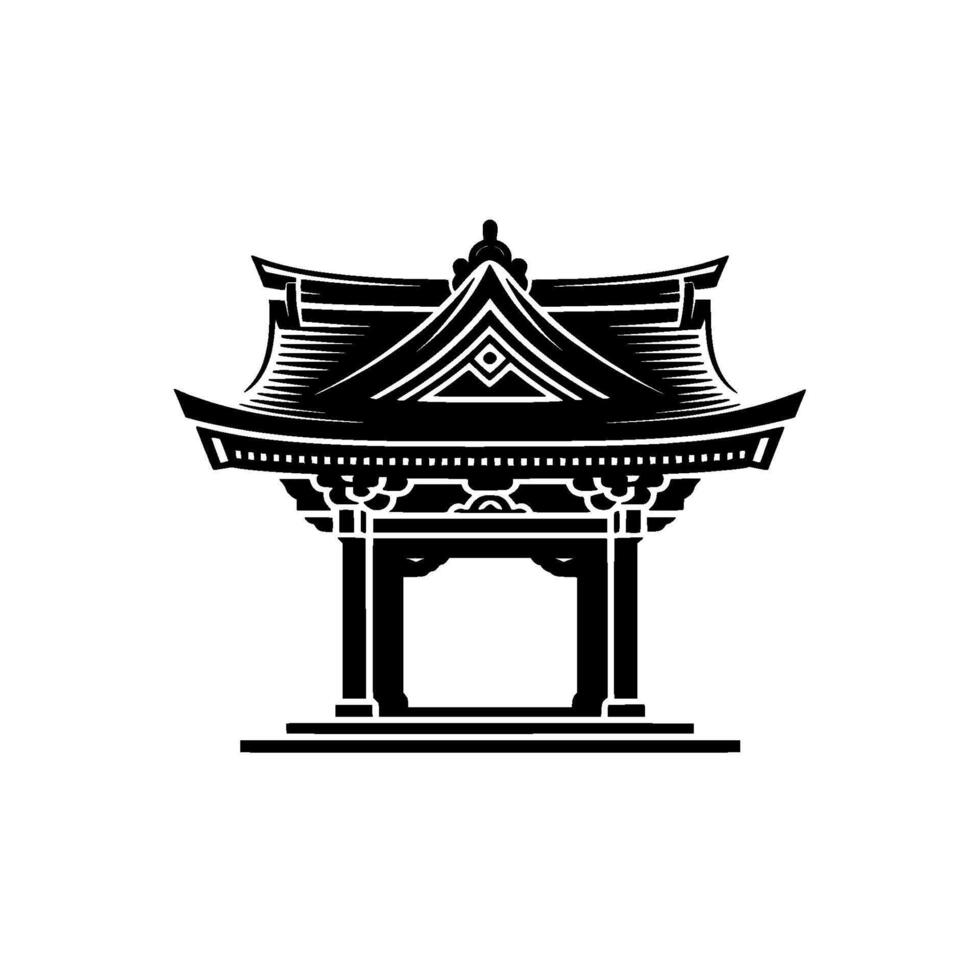 Japanese Pagoda Emblem, Minimalist Illustration vector
