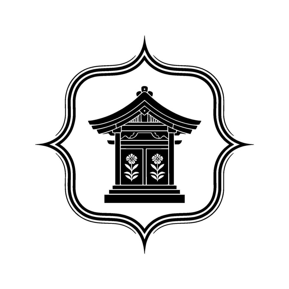 Japanese Temple Emblem, Minimalist, Serene Symbol, Decorative vector