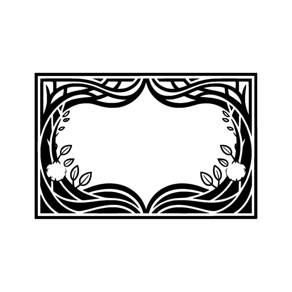 Art Nouveau Frame, Elegant Botanical Border, Decorative vector