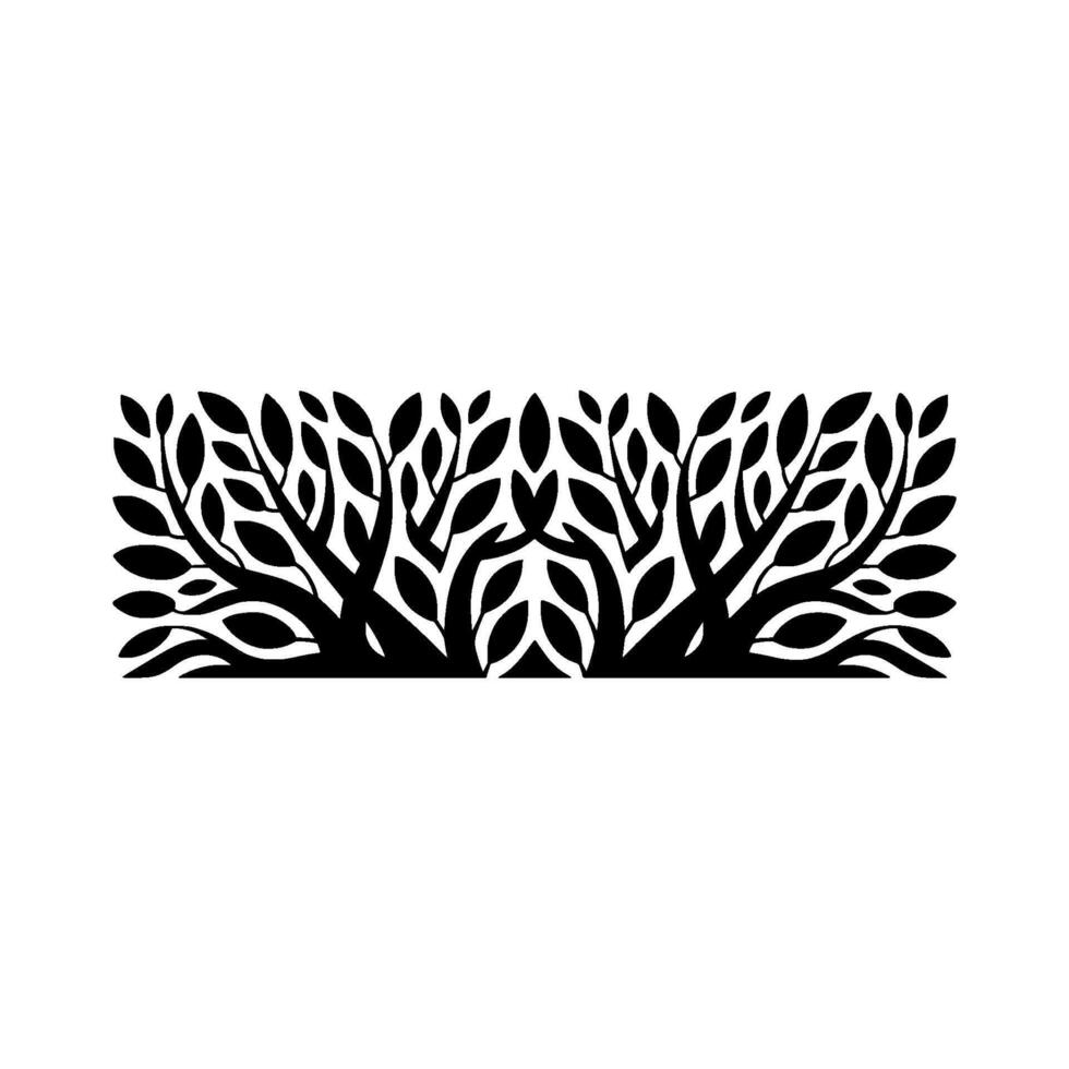 Stylized Branch Border, Minimalist Black White vector