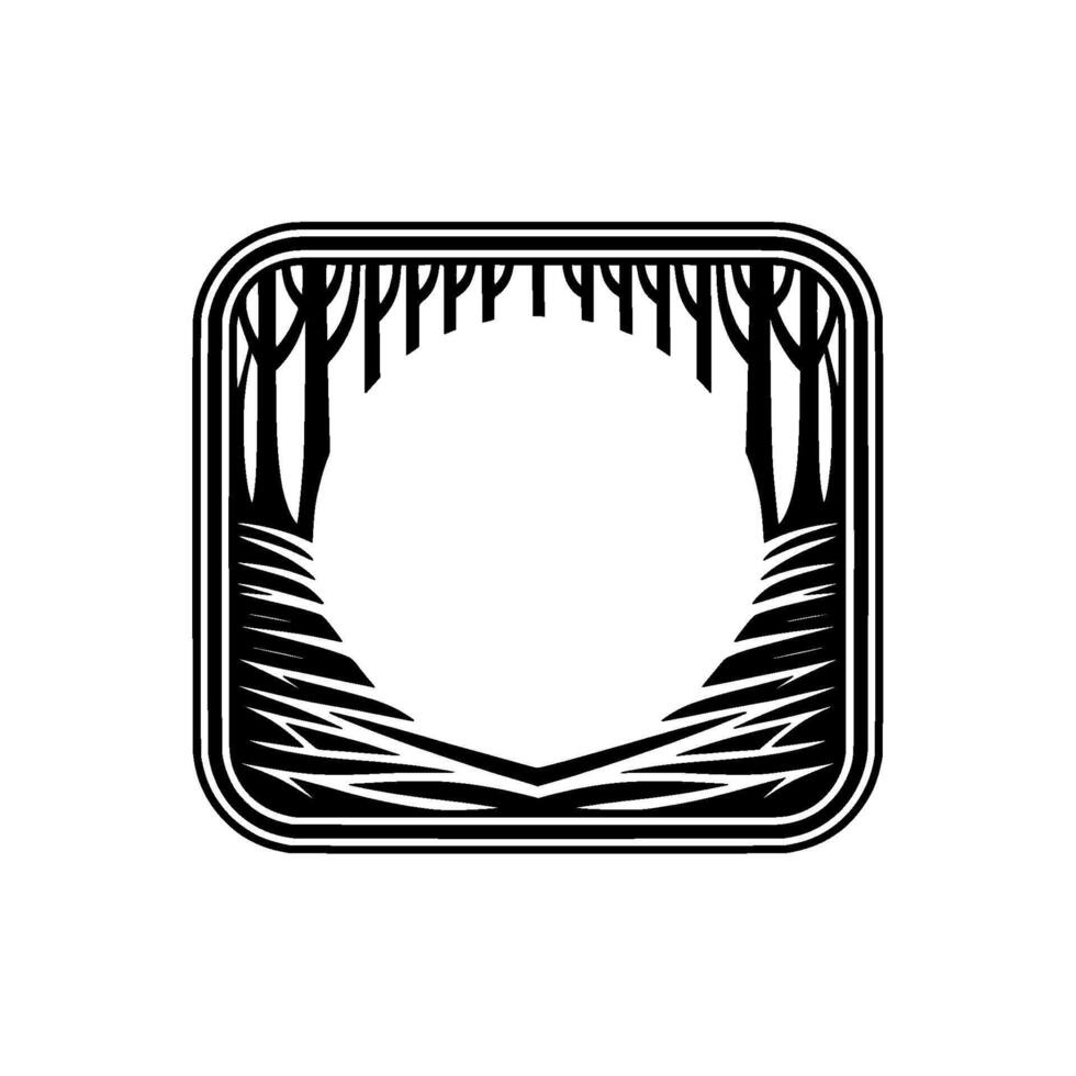 Serene Forest Silhouette, Minimalist Emblem vector
