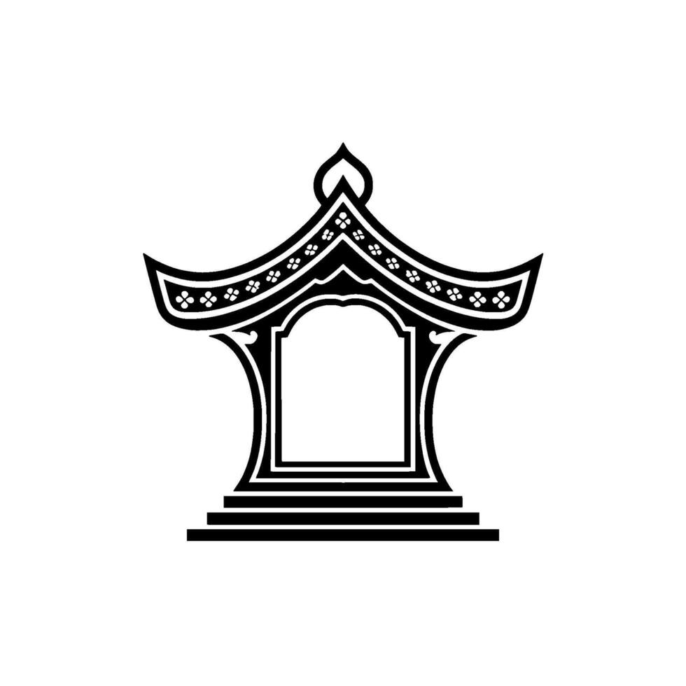 Intricate Asian Pavilion Emblem, Minimalist, Architecture vector