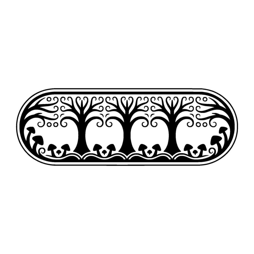 Elegant Black Tree Border, Vintage Botanical Illustration vector