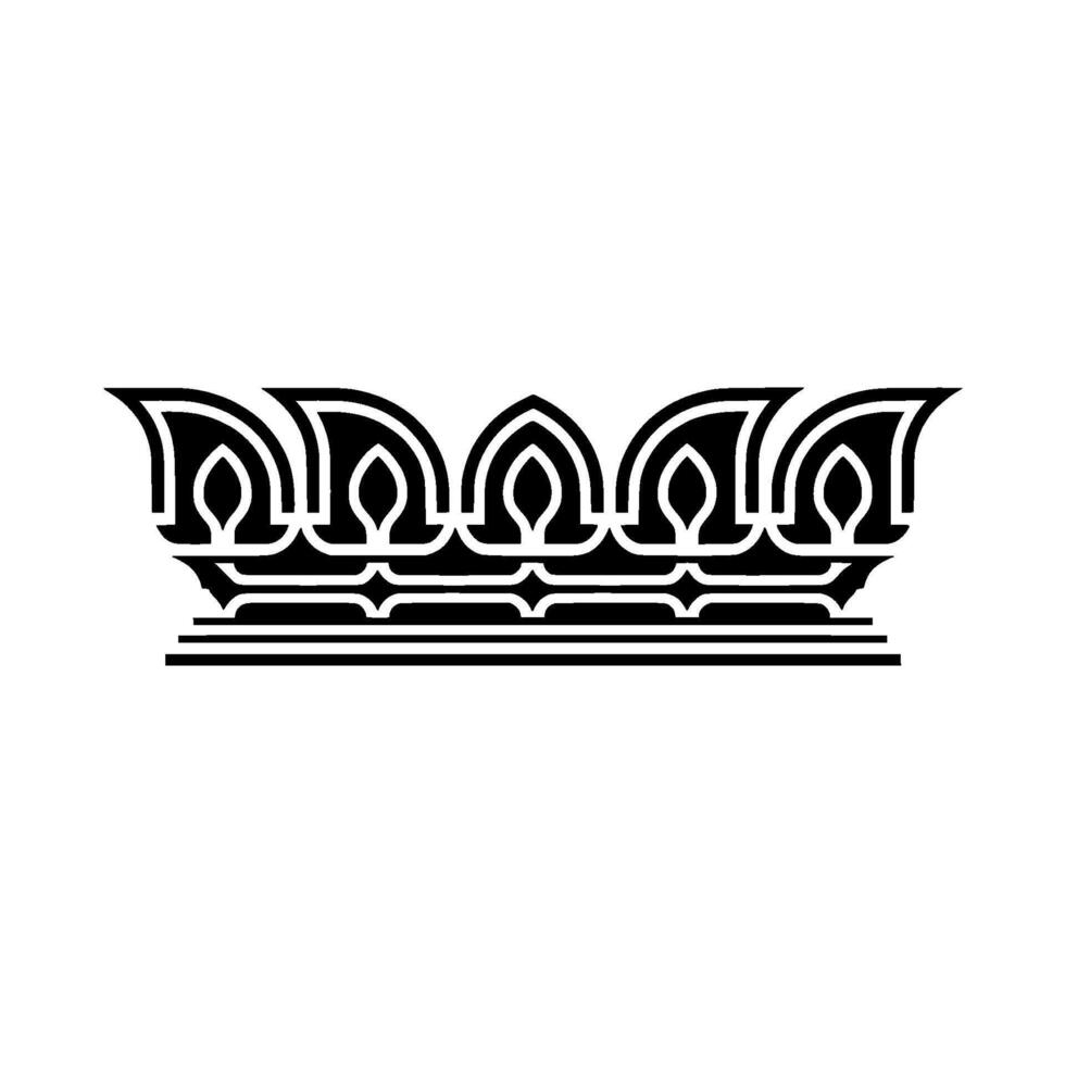 Geometric Crown Motif, Black White, Stylized Ornamentation vector