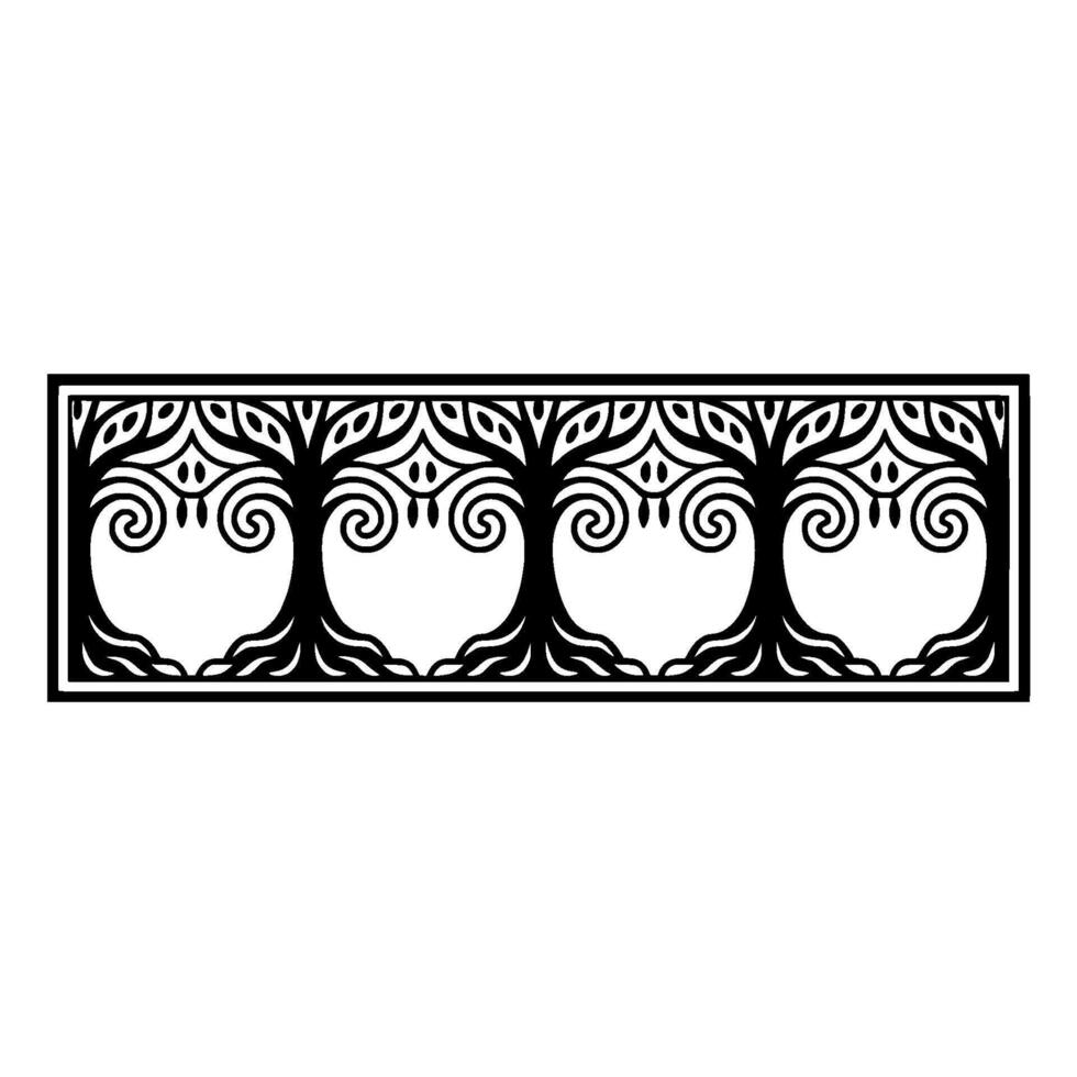 Stylized Tree Border, Vintage Illustration, Decorative Element, Trees vector