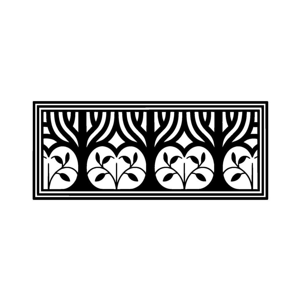 Geometric Botanical Border, Art Deco Style - Floral vector