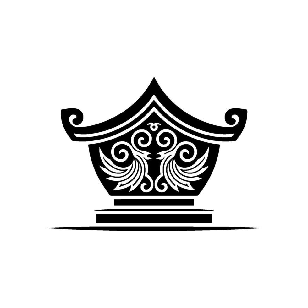 Intricate Asian Crest Emblem, Symbolic vector