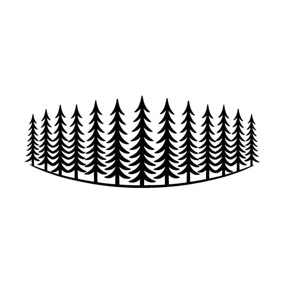 Minimalist Pine Forest Silhouette, Tranquil Landscape - Pines vector