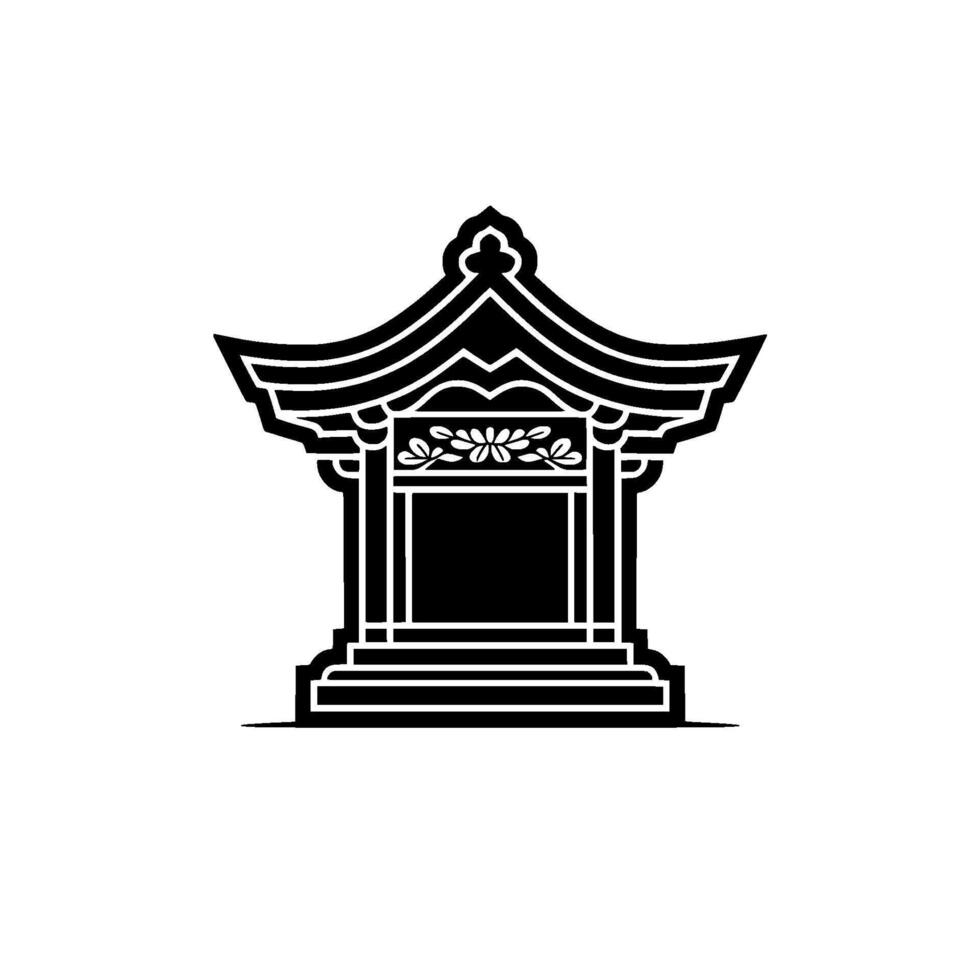 Elegant Japanese Pagoda Silhouette, Minimalist, Traditional vector