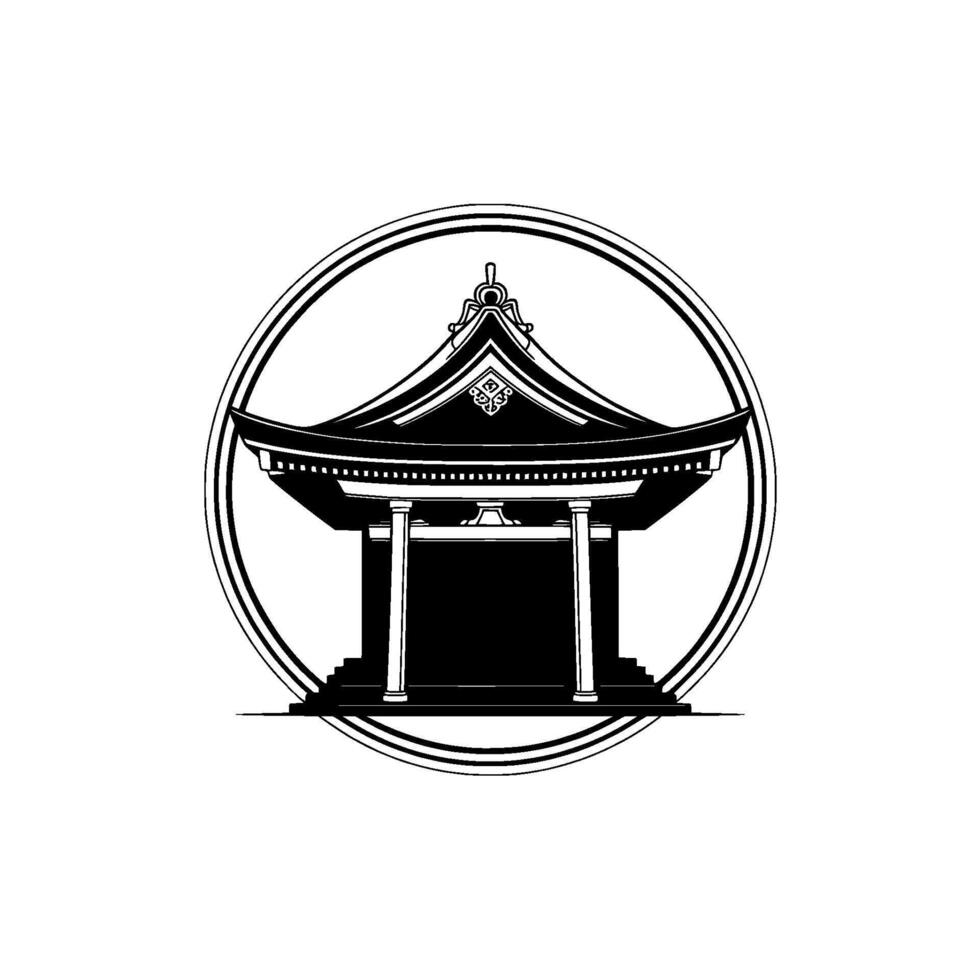 Elegant Thai Pavilion Emblem, Minimalist, Thailand vector