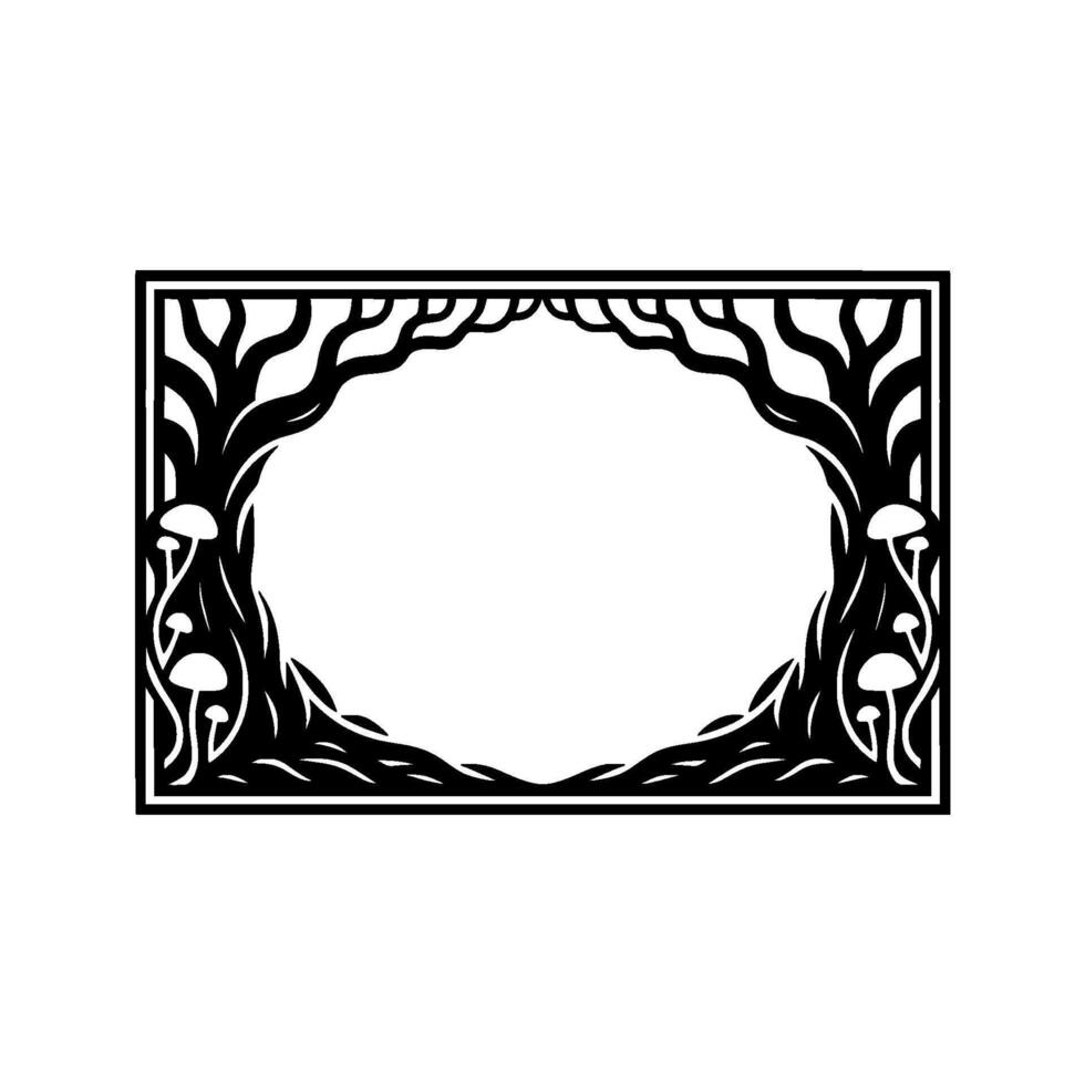 Intricate Forest Frame, Gothic Botanical Illustration vector