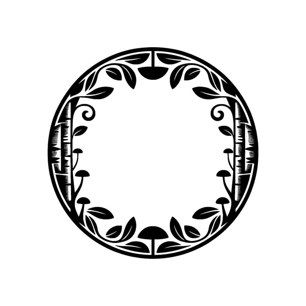 Ornamental Circle Frame, Vintage Botanical vector