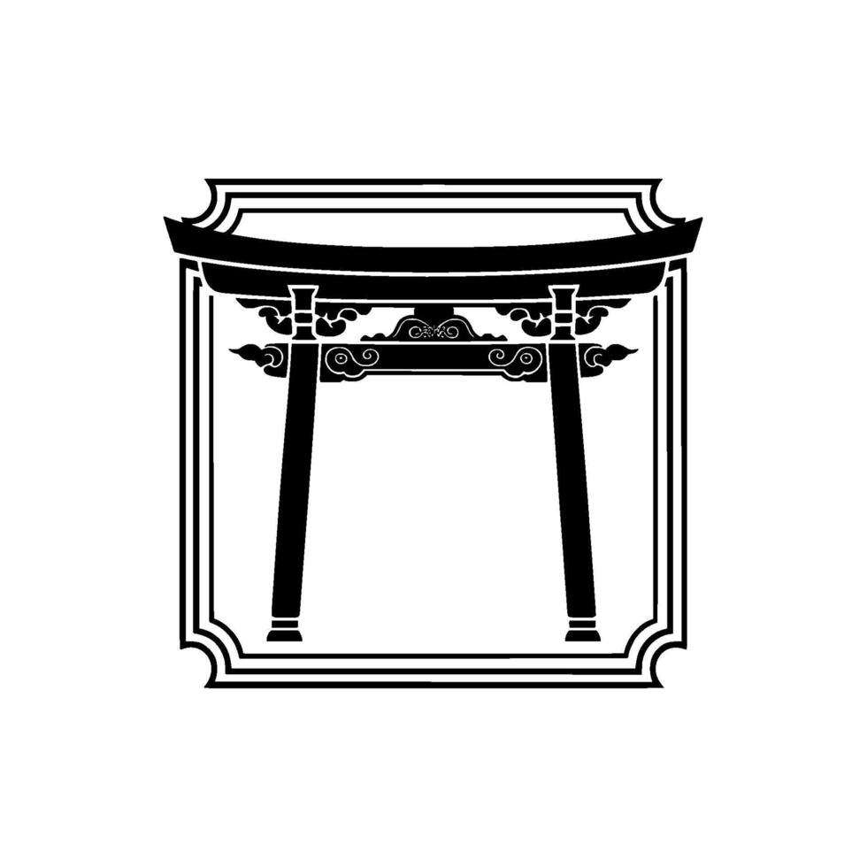 Elegant Black Torii Gate Silhouette, Minimalist vector
