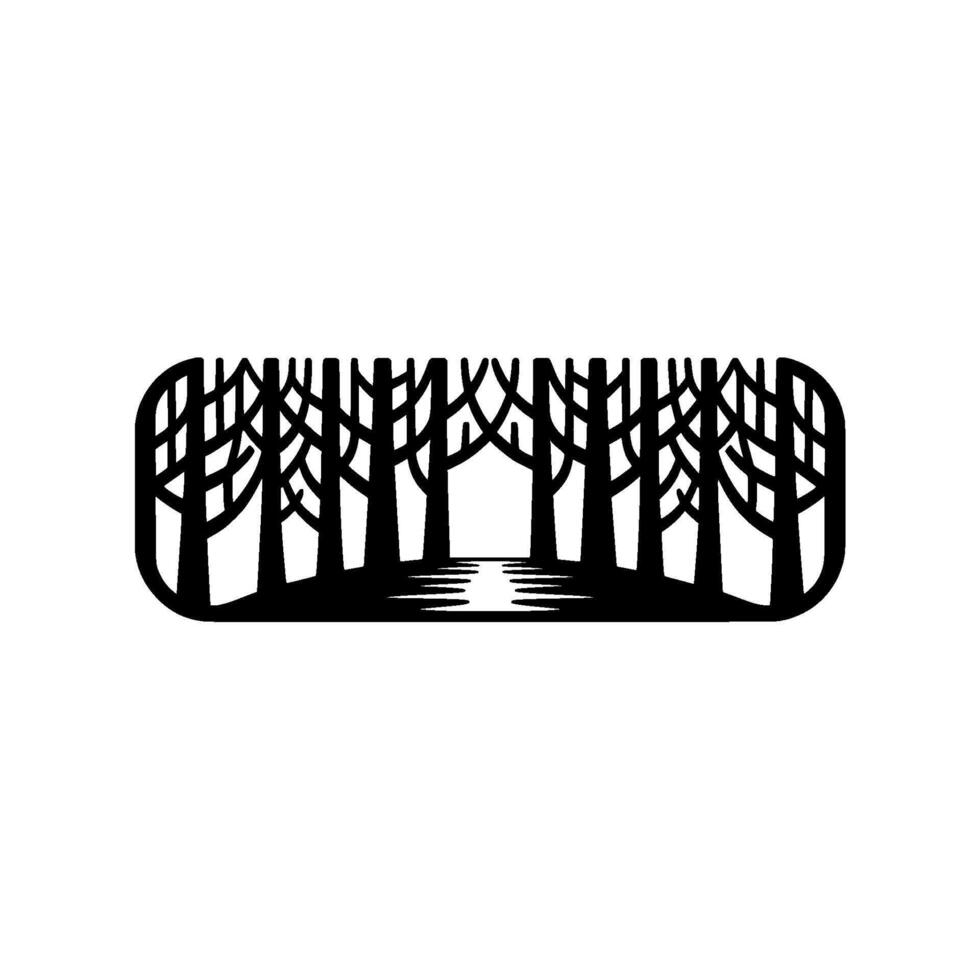 Serene Forest Pathway, Minimalist Silhouette vector