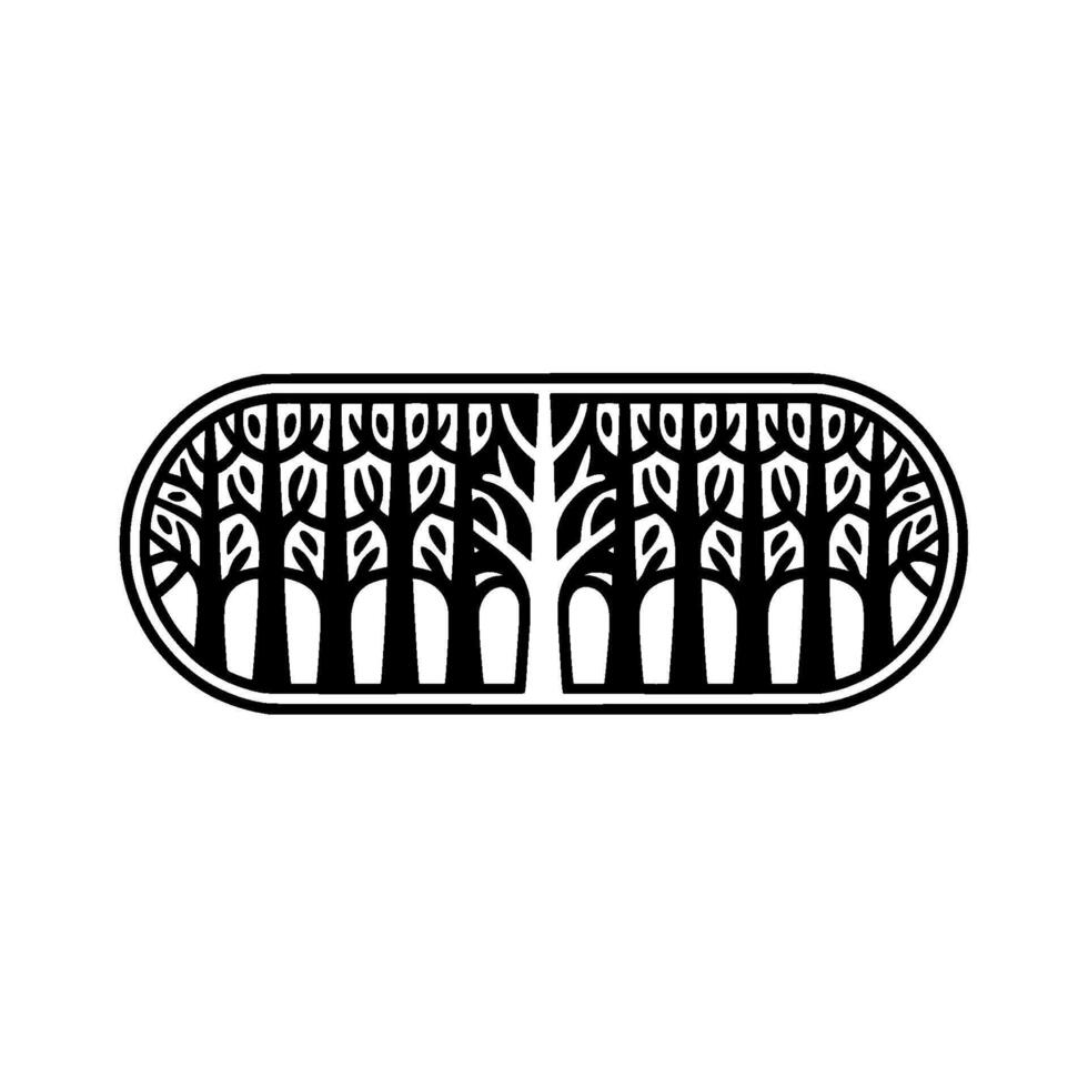 Stylized Tree Emblem, Circular, Minimalist vector