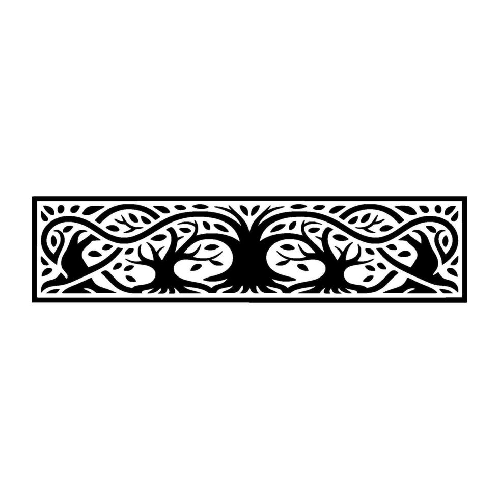 Intricate Black Tree Border, Vintage Element vector