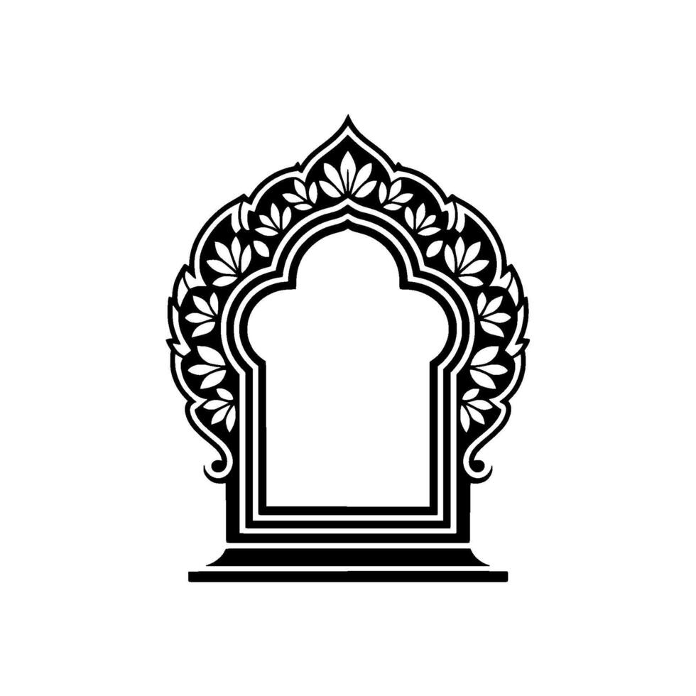 Intricate Archway, Islamic Ornamentation, Minimalist, Floral vector