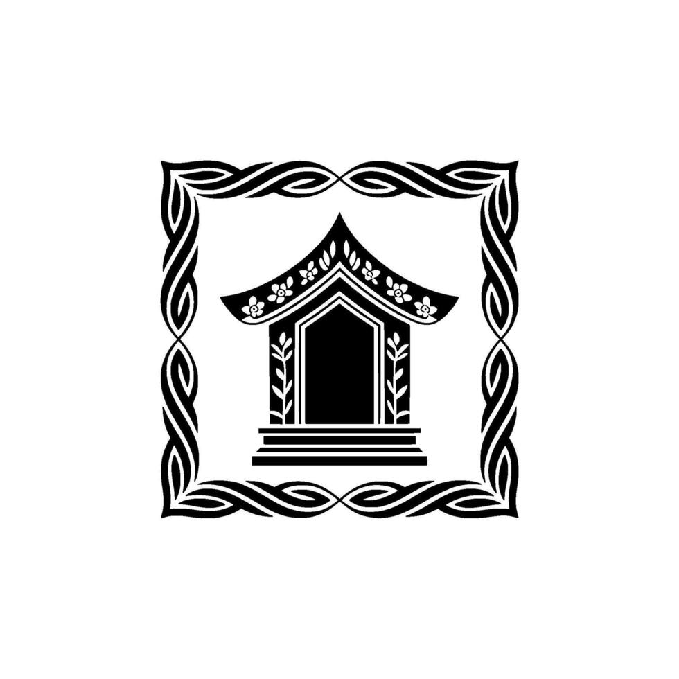 Intricate Asian Temple Emblem, Decorative Border vector