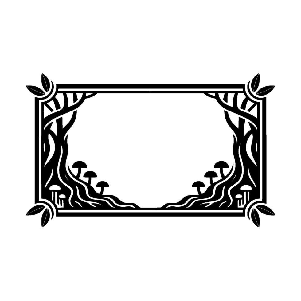 Stylized Forest Frame, Art Nouveau Botanical Border - Decorative vector