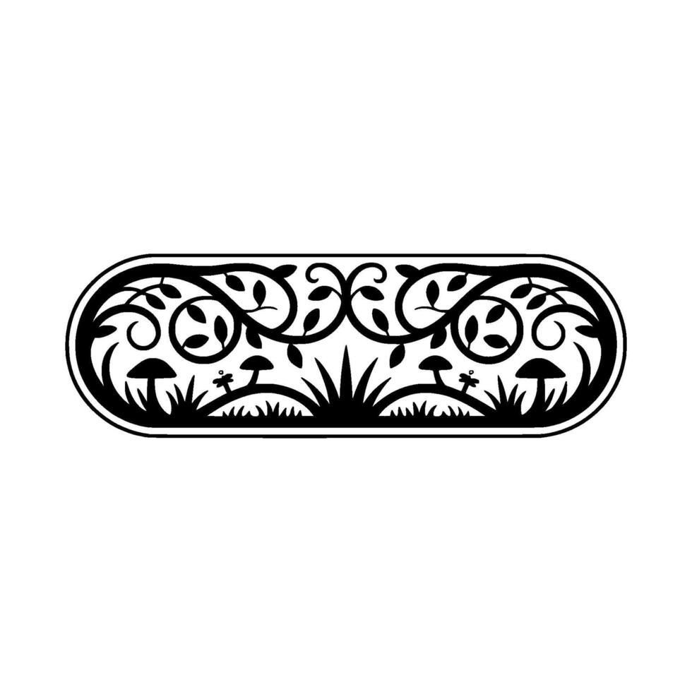 Intricate Botanical Border, Mystical Forest Motif vector