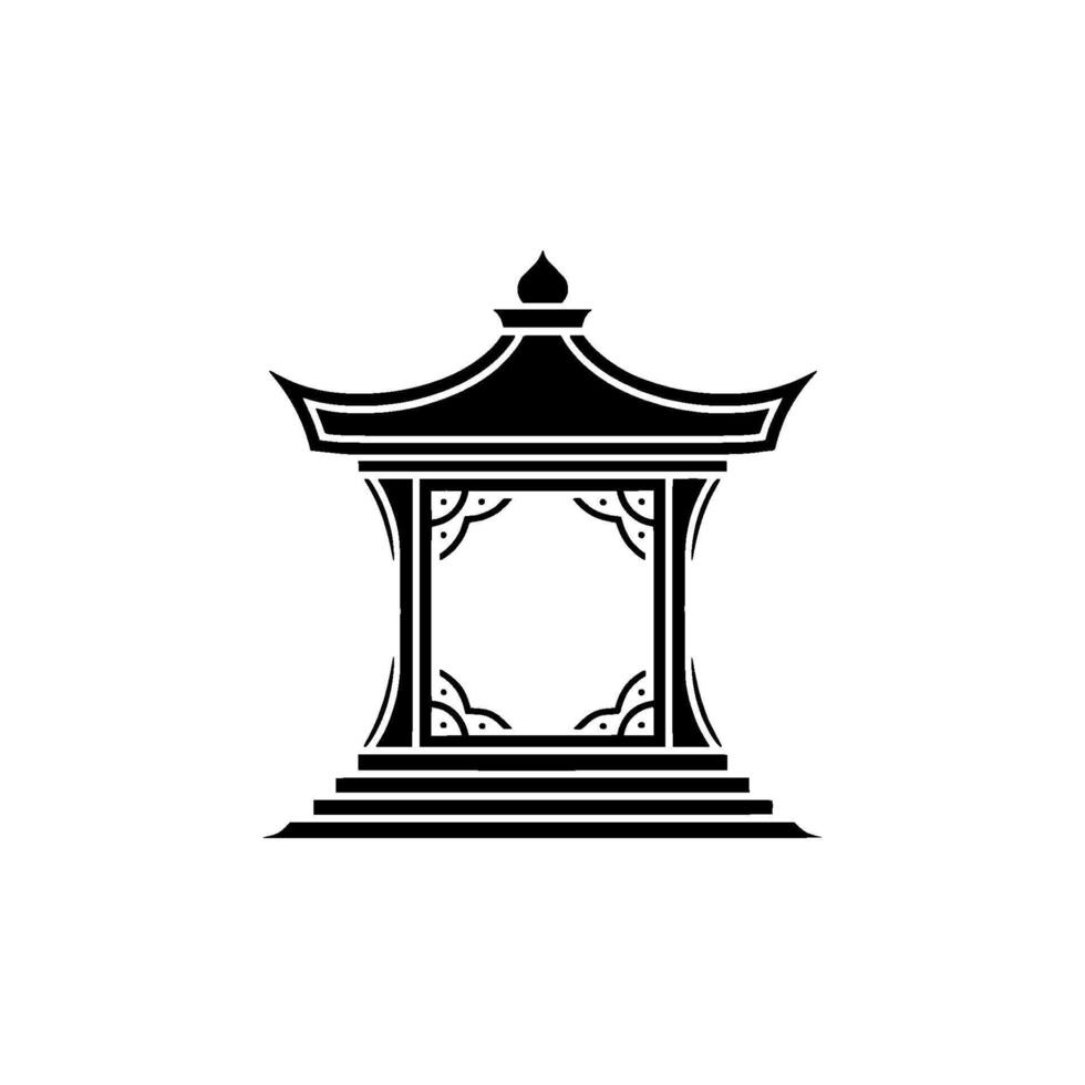 Minimalist Black Pagoda Emblem, Tranquil Asian vector