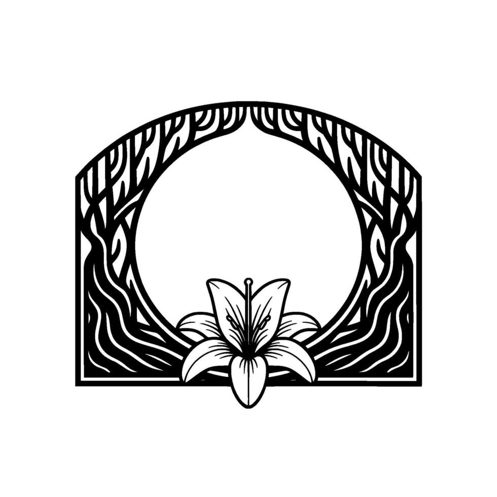Ornamental Lily Frame, Vintage Botanical Illustration vector