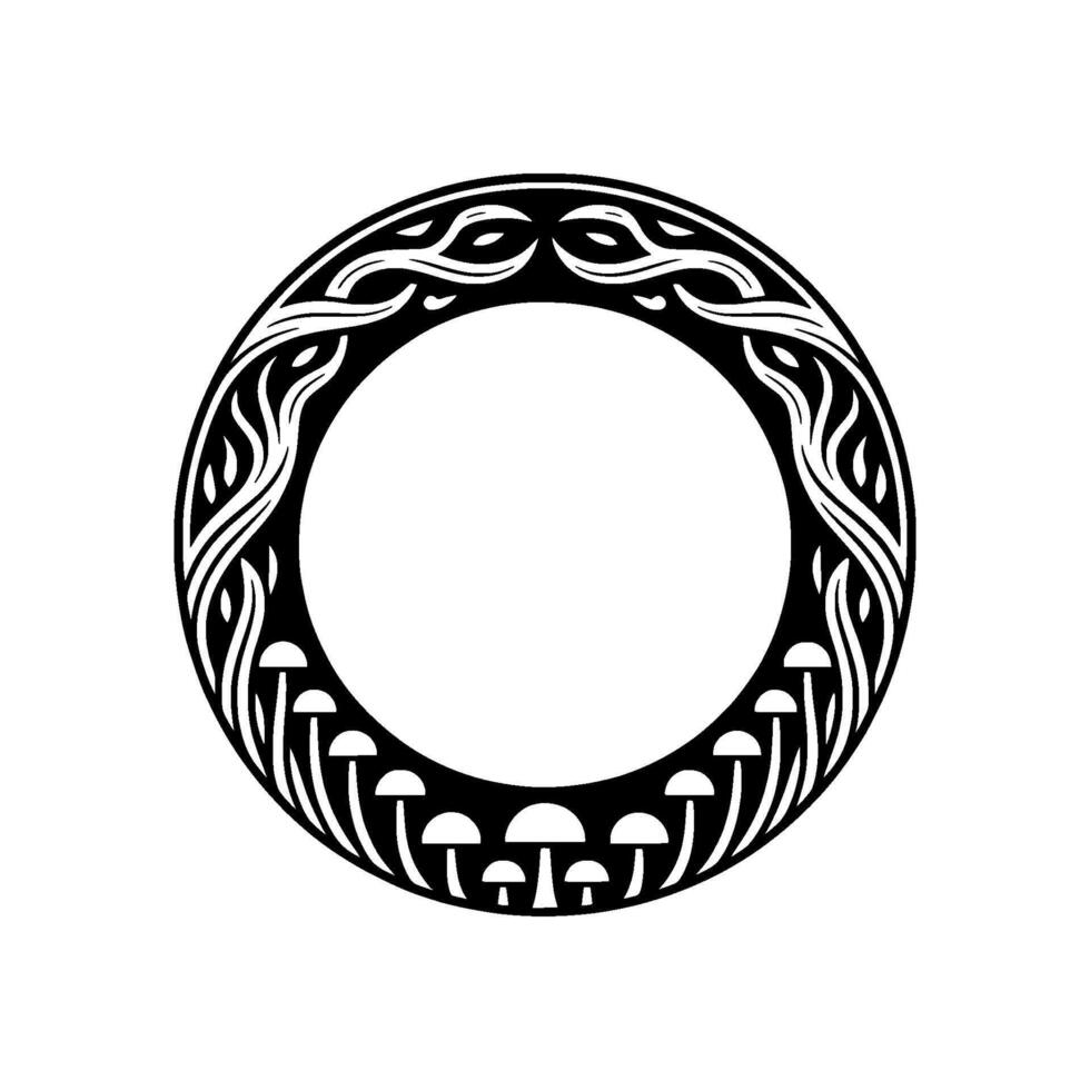 Mystical Mushroom Circle, Celtic, Symbolic Ornament vector
