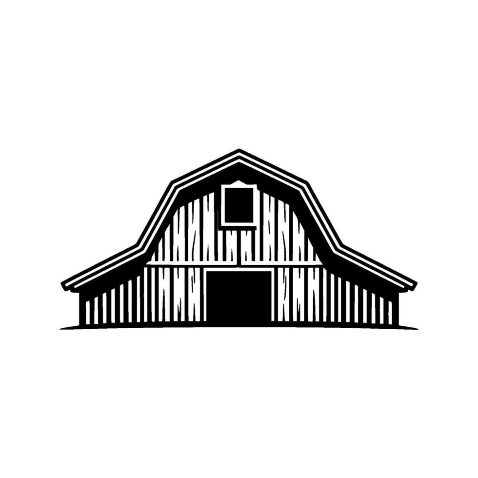Rustic Barn Silhouette, Vintage Farmhouse Illustration, Agriculture vector