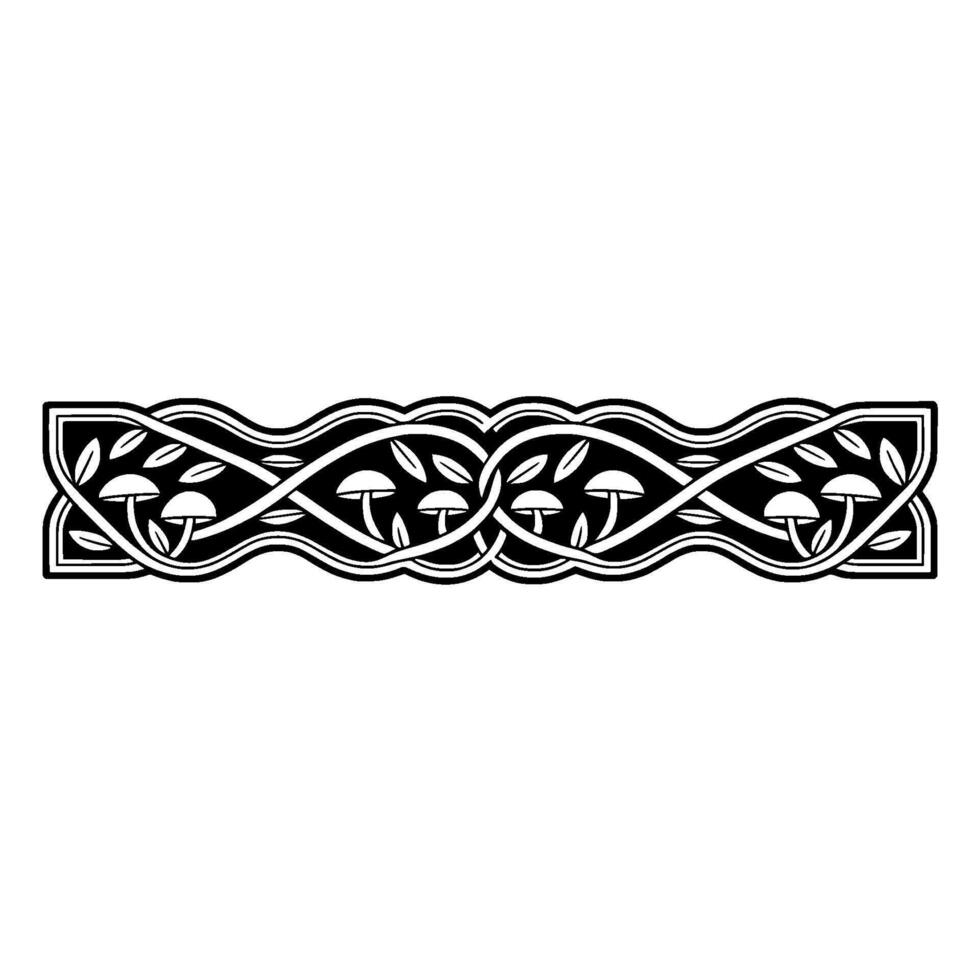 Intricate Mushroom Wreath Border, Celtic vector