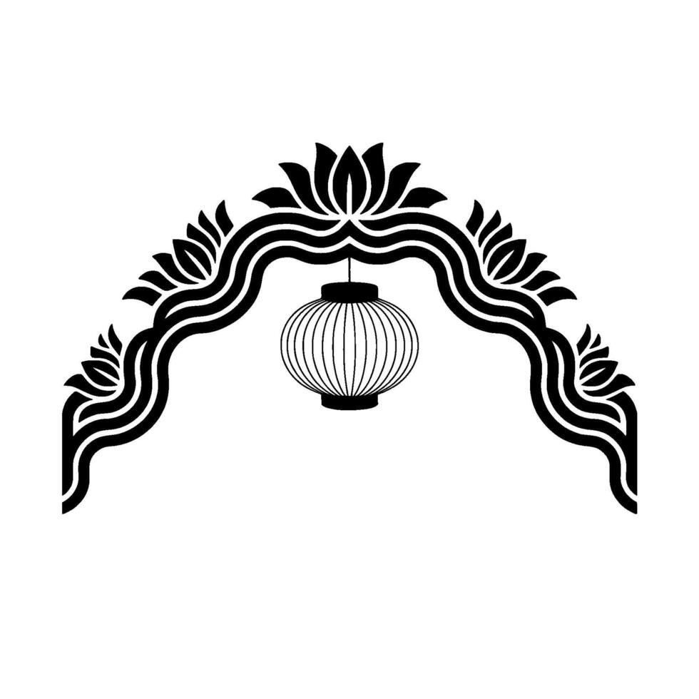 Ornamental Lantern Arch Minimalist Asian vector