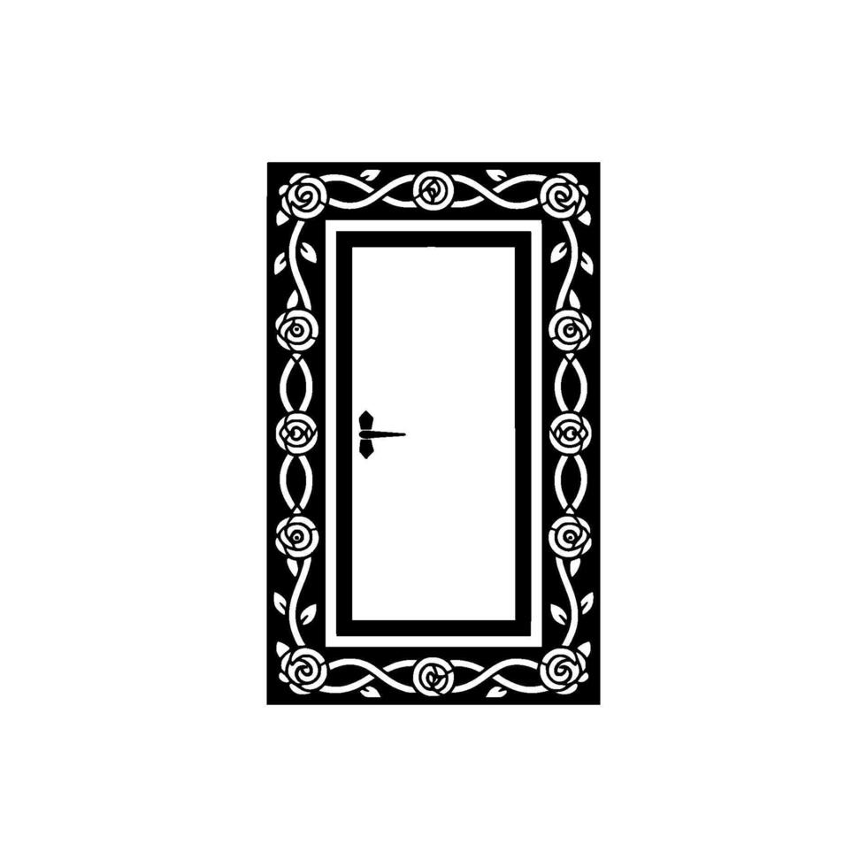 Elegant Rose Frame, Minimalist Door Illustration vector