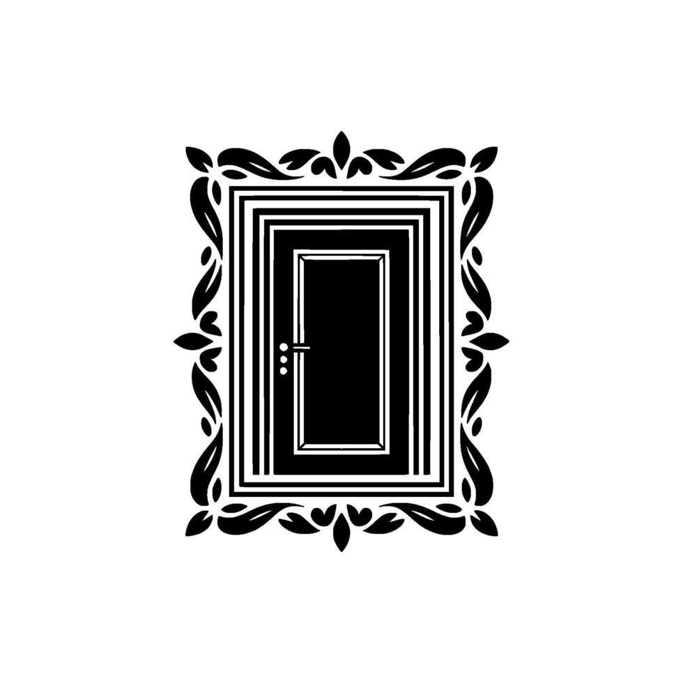 Ornate Doorway, Stylized Portal, Black White Elegance vector