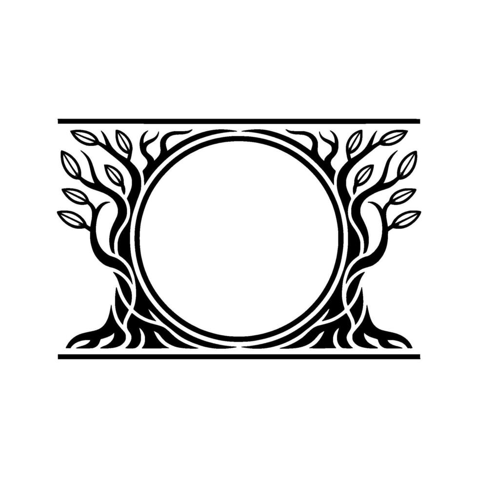 Ornamental Tree Frame, Vintage, Circular Motif vector