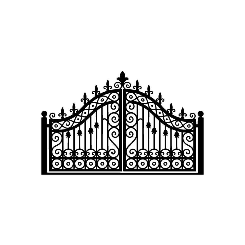 Intricate Black Iron Gate, Regal Entrance vector