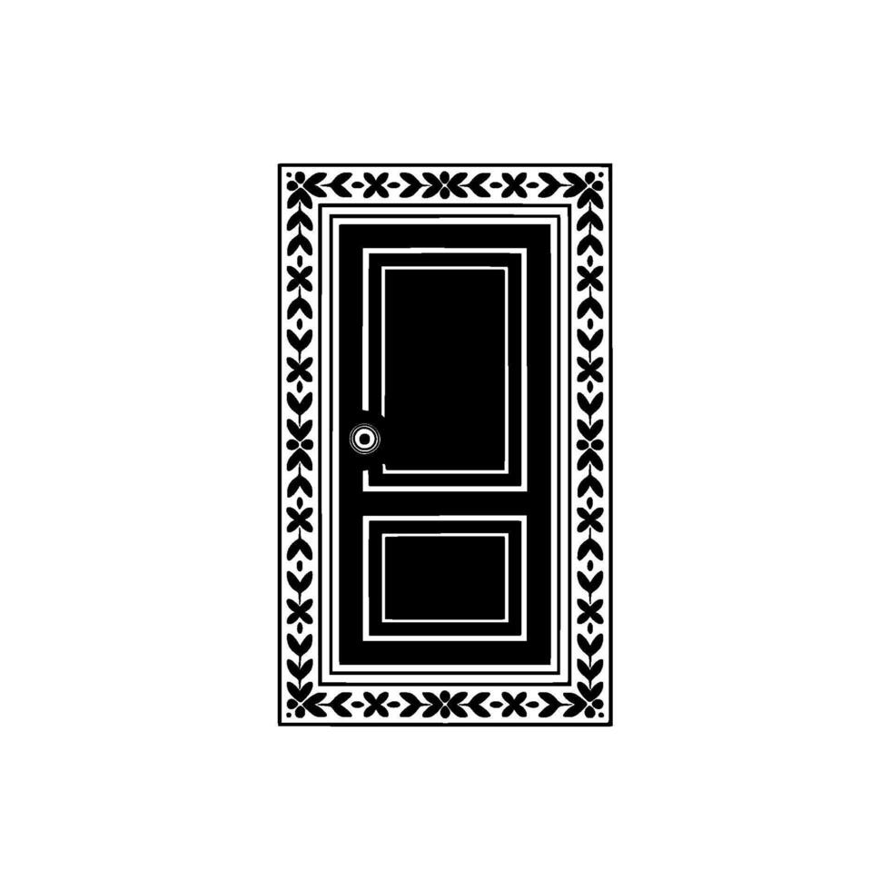 Black Door, Intricate Border, Minimalist, Mysterious Portal vector