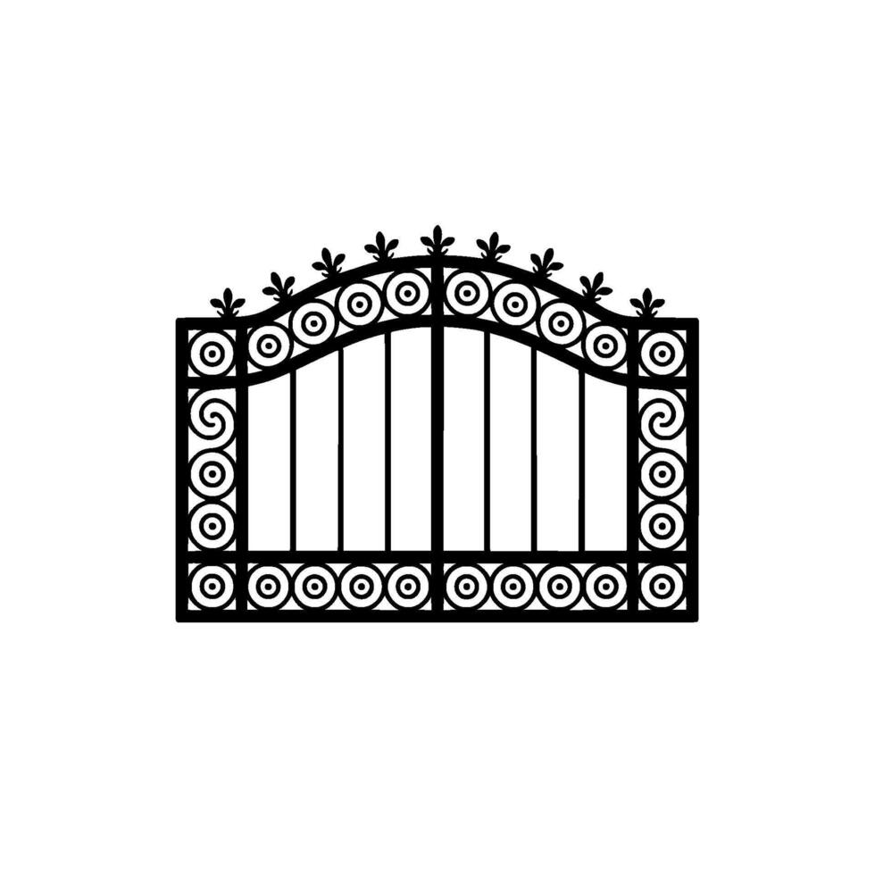 Intricate Black Ornamental Gate, Vintage Style vector