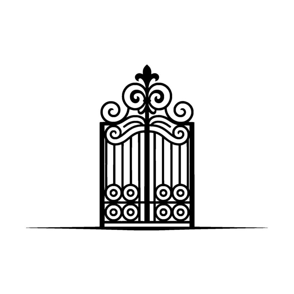 Elegant Black Gate, Symbolic Entrance, Vintage vector