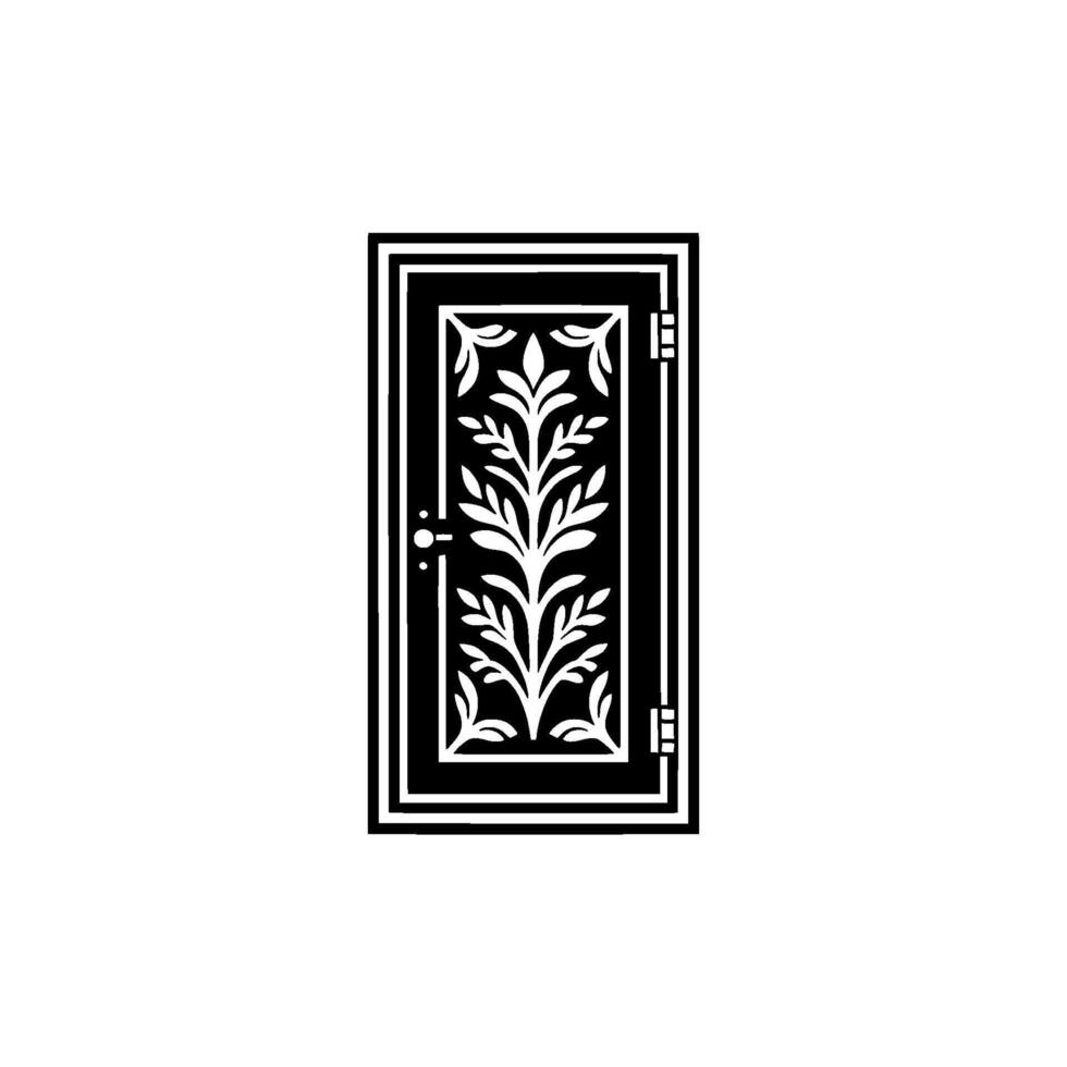 Elegant Black White Door Motif, Art Deco Style vector