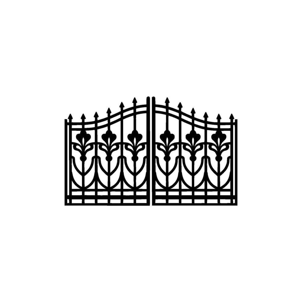 Elegant Black Iron Gate, Vintage Style, Threshold vector