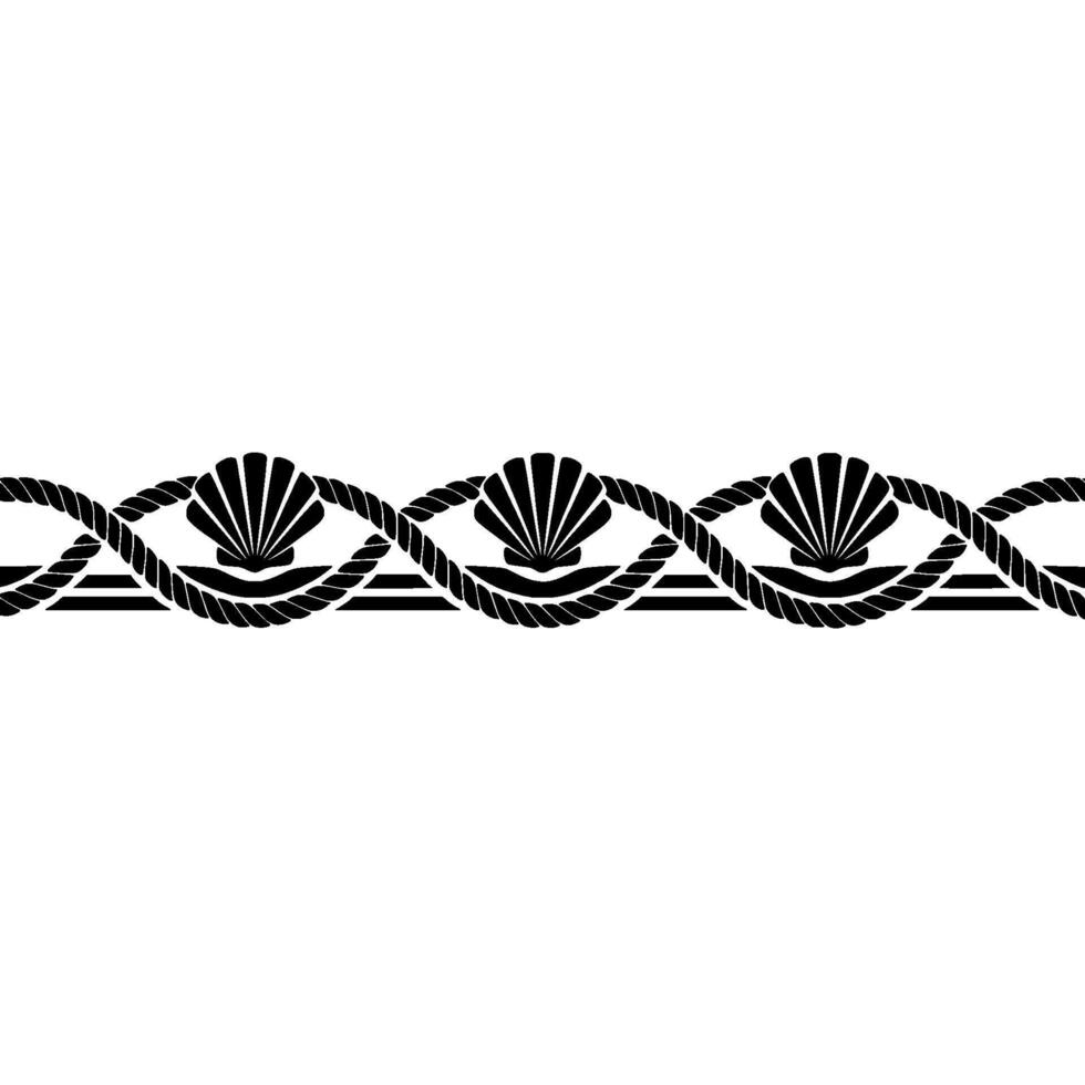 Nautical Rope Shell Border Elegant Maritime Motif vector