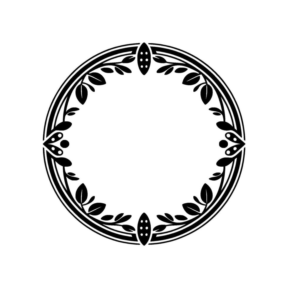 Elegant Botanical Circle Frame, Vintage Style, Art nouveau vector