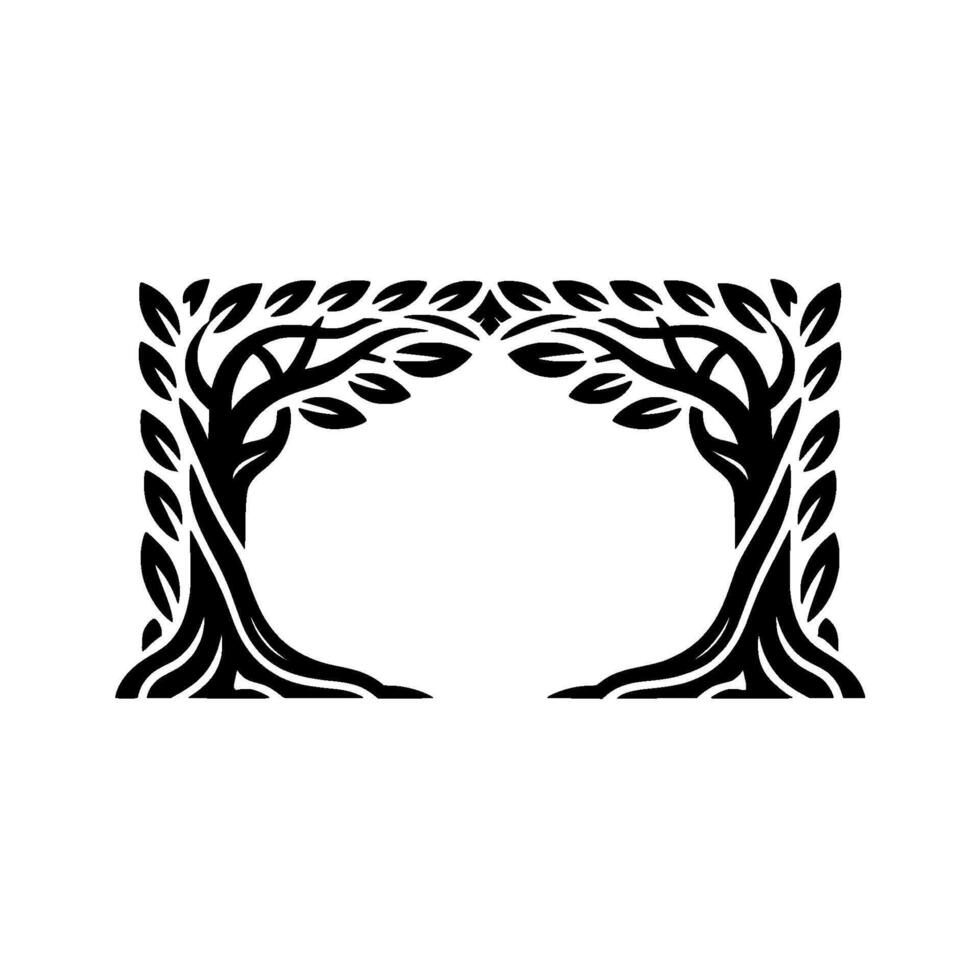 Elegant Arbor Frame, Stylized Tree Silhouette vector