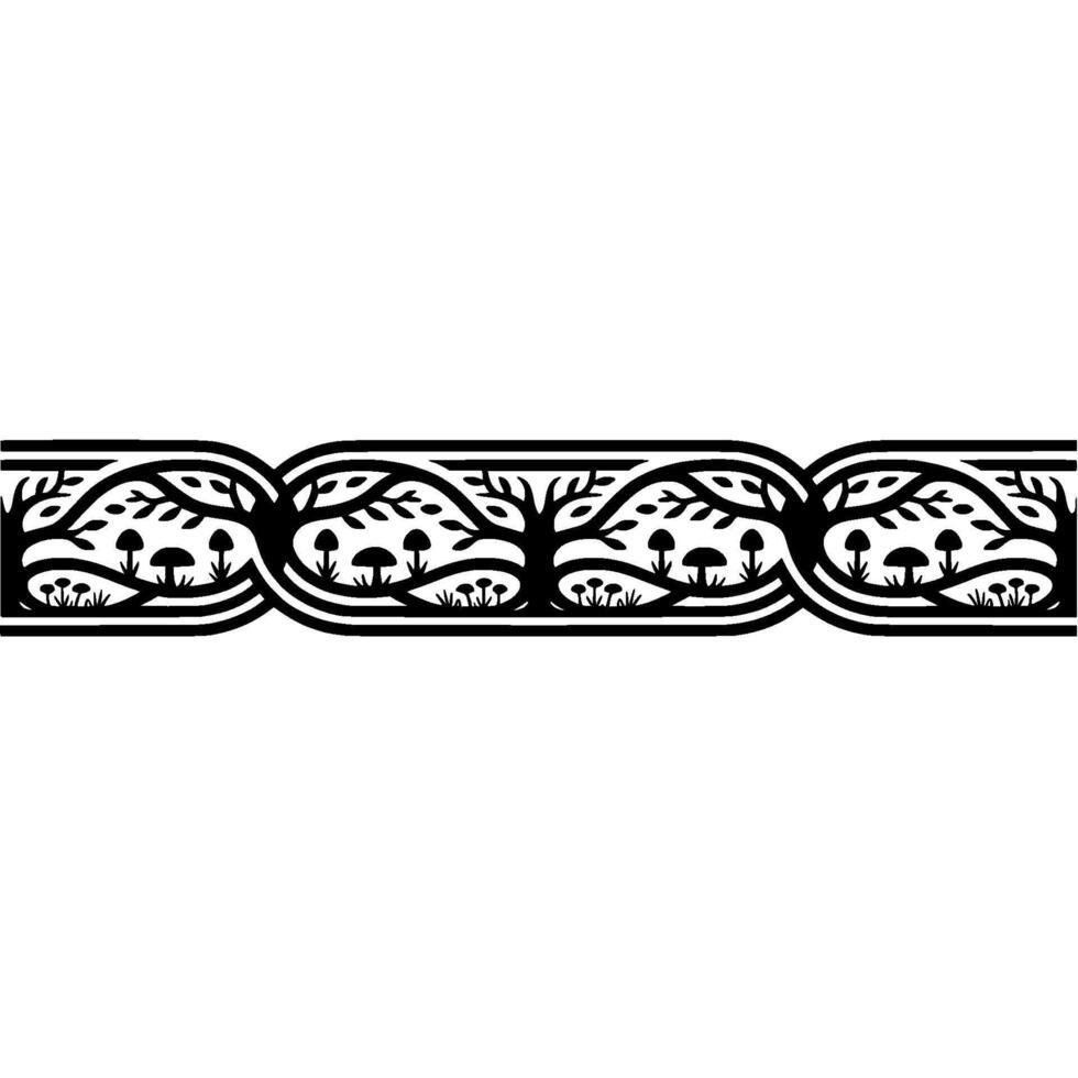 Intricate Celtic Border, Stylized Woodland Motif vector