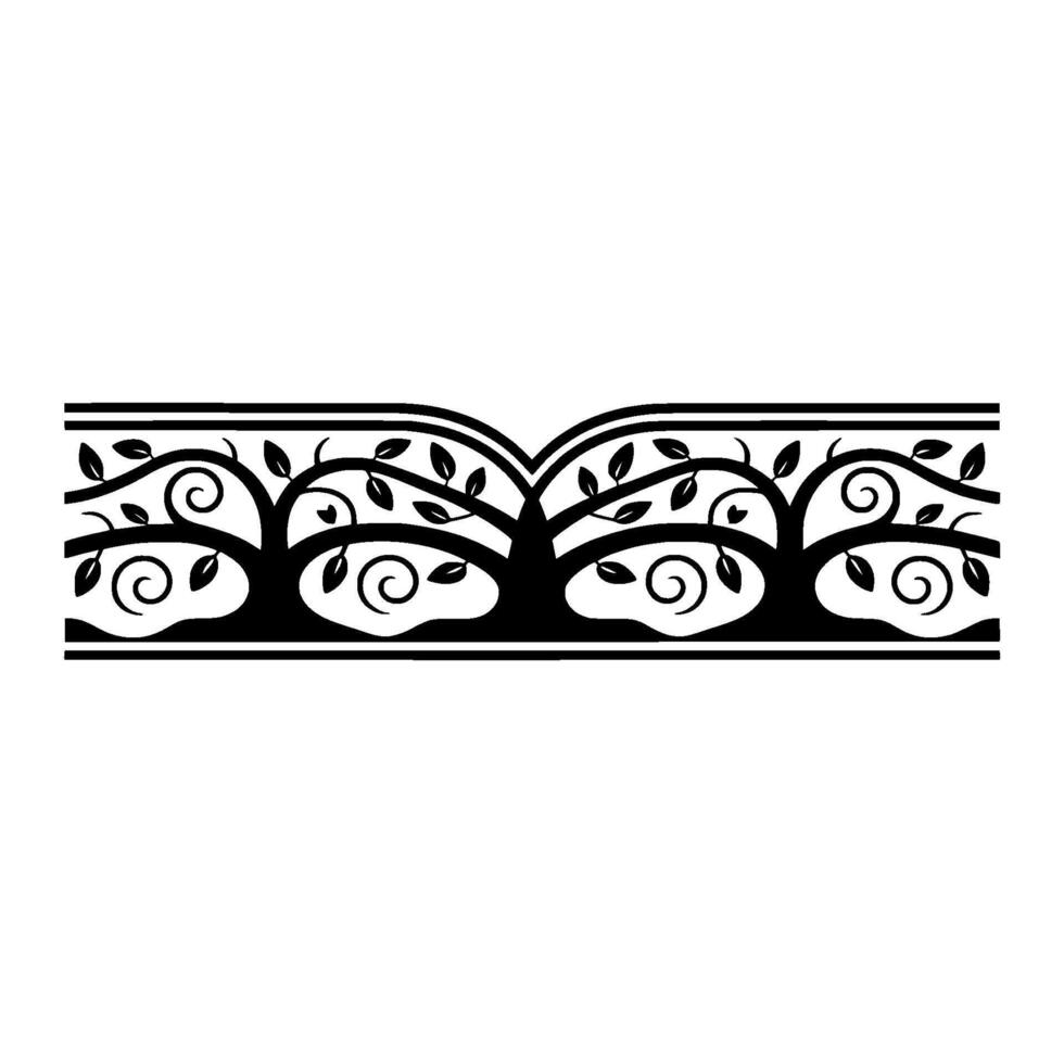 Elegant Swirled Tree Border, Vintage Botanical vector