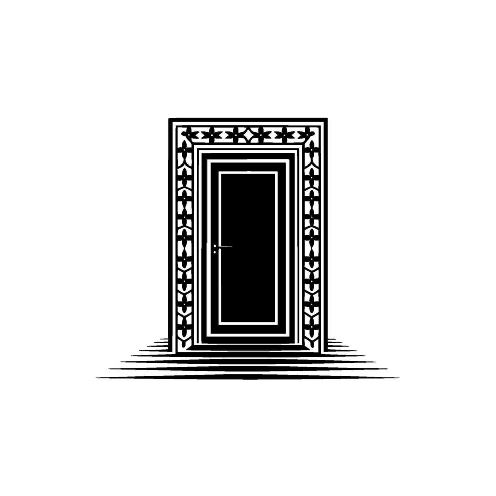 Intricate Black Doorway, Symbolic Transition vector
