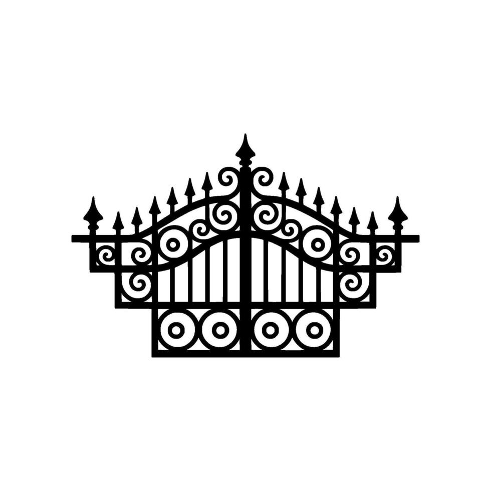 Intricate Black Iron Gate, Elegant Silhouette, Ironwork vector